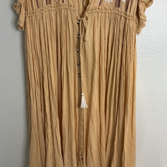 Free People Natural Will Wait for You Midi Dress size medium yellow - Picture 4 of 7